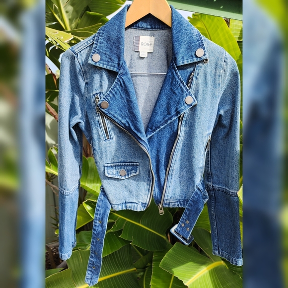 Roxy Denim Biker Jacket XS RRP 140 - Picture 15 of 16